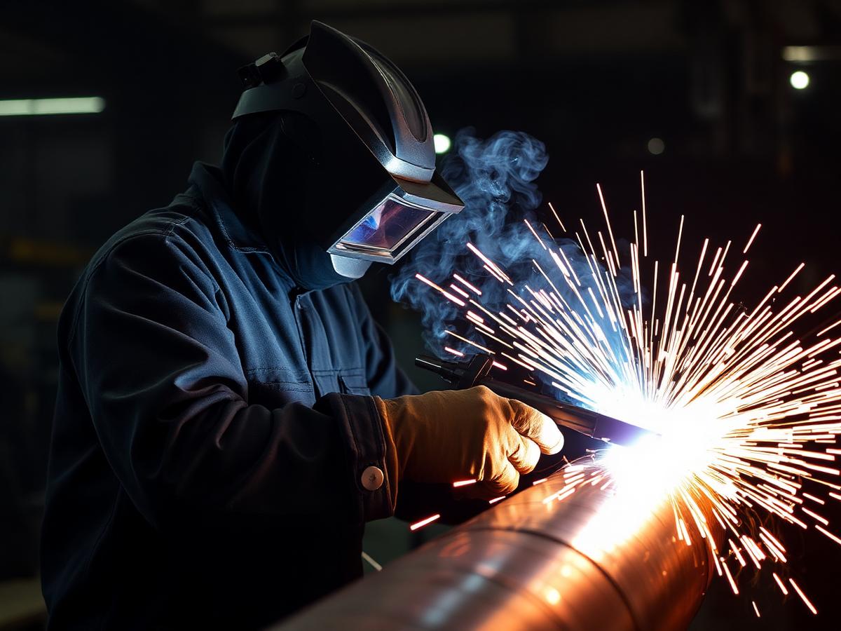 Certified welder at work on an industrial project